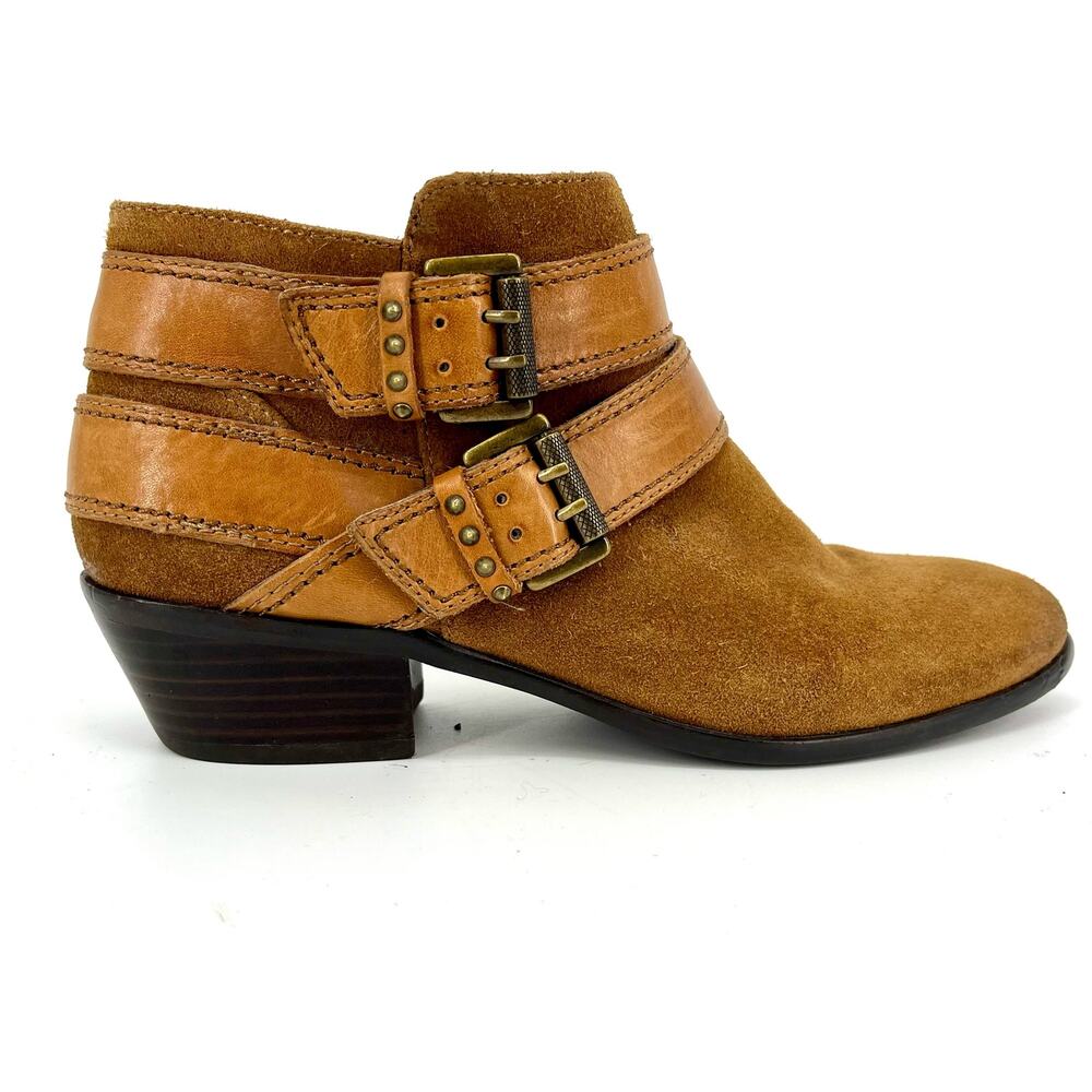 Sam Edelman Pippen Buckle Western Tan‎ Booties Ankle Boots shoes Women's 6M